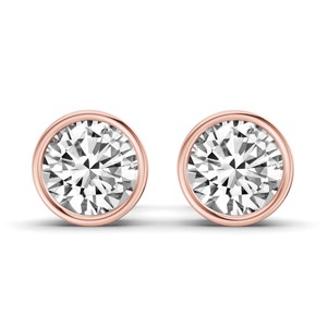 Boucles d'oreilles clous élégantes classiques à monture ronde avec diamants de laboratoire 1 carat total, couleur F-G, clarté VS, en or massif 14K, pour un port quotidien simple - Product Image 3