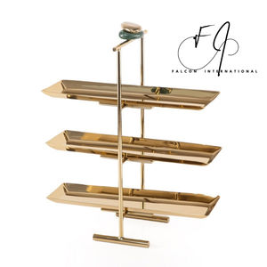 Bandeja de chocolate de diseño de forma rectangular de dos niveles de acero con acabado dorado Soporte de chocolate seguro y decorativo - Product Image 5