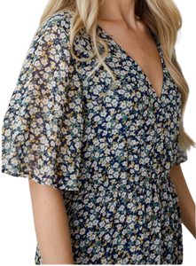 เดรสยาวถึงข้อเท้าลายดอกไม้สีน้ำเงินชุดเดรสลำลองสำหรับงานปาร์ตี้ - Product Image 4