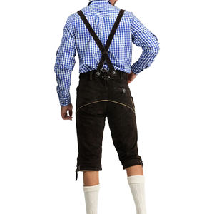 Ropa informal de cuero genuino bávaro Diseño de bordado personalizado Lederhosen con bolsillos de cintura media Pantalón largo hasta la rodilla - Product Image 6