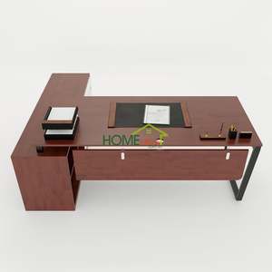 โต๊ะทำงานผู้บริหารสุดหรูรุ่น HBTC023 ขนาด 180x160 ซม. ดีไซน์ทรงสี่เหลี่ยมคางหมู ทำจากไม้โอ๊คแท้ ต้องประกอบเอง เหมาะสำหรับใช้ในสำนักงานและห้องนอน - Product Image 2