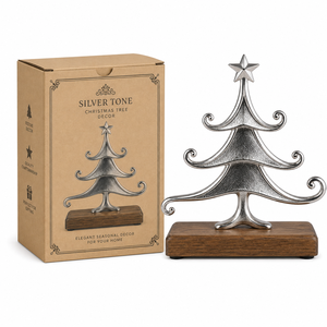 Figurine d'arbre de Noël en métal artisanal avec base en bois, décoration de table moderne pour les fêtes, pour le salon, la maison, l'hôtel - Product Image 5