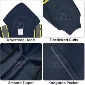 เสื้อแจ็กเก็ตกันลมสะท้อนแสงแถบสะท้อนแสงมองเห็นได้ชัดเจนมีซิปปิดเสื้อแขนยาวเสื้อแขนยาวออกแบบโลโก้ได้ตามต้องการ - Product Image 3