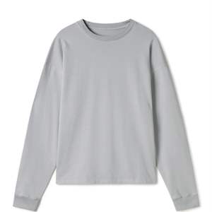 เสื้อยืดคอกลมแขนยาวผ้าฝ้ายสีทึบเสื้อยืดพิมพ์โลโก้แบบกำหนดเองเสื้อยืดผ้าฝ้าย100% 100% ใหม่ - Product Image 1