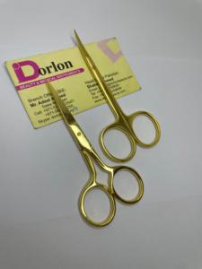 Ciseaux de manucure en acier inoxydable plaqué or Ciseaux à ongles à cuticules pointus Ciseaux de maquillage incurvés polyvalents droits - Product Image 2