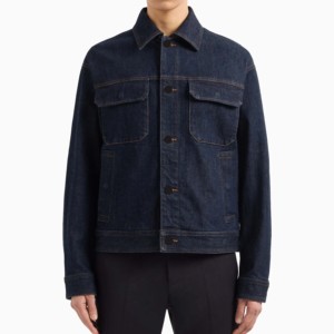 <b>Customized</b> Design Men's <b>Denim</b> Rain <b>Jacket</b> with Solid Breathable Zipper Front Windproof Fashionable Stand Collar 100% Cotton - Product Image 5