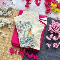 Tenue traditionnelle indienne, sari en coton khadi avec broderie, chemisier pour femme, fabricant de Surat au prix le plus bas