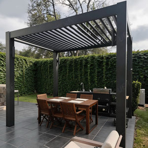 Abri de piscine en aluminium avec tissu amovible, résistant aux UV, imperméable, coupe-vent et durable pour chaises longues et zones de bain de soleil au bord de la piscine - Product Image 1