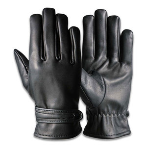 Gants en cuir pour homme doublés de laine, écran tactile, doigts entiers, chauds, pour l'hiver, conduite en plein air, usage décontracté - Product Image 1