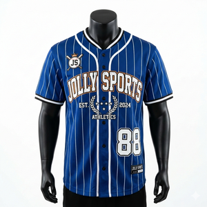 Camiseta de Béisbol para Hombre, 100% Algodón, Corte Holgado, Transpirable, con Paneles de Malla de Poliéster Azul y Blanco, Logotipo Bordado Personalizado - Product Image 1