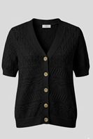 Cárdigan de Algodón Orgánico con Cuello en V para Mujer - Cárdigan de Punto Calado de Manga Corta - Blusa Sostenible con Botones
