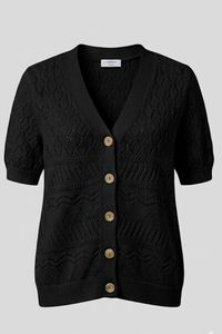 Cárdigan de Algodón Orgánico con Cuello en V para Mujer - Cárdigan de Punto Calado de Manga Corta - Blusa Sostenible con Botones - Product Image 2