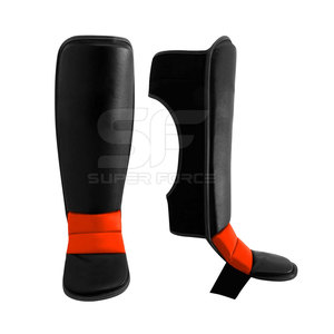 PU <b>Leather</b> Boxing Shin Pads with Adjustable Straps and Soft Inner <b>Cushioning</b> Lightweight Boxing Shin Pads - Product Image 2
