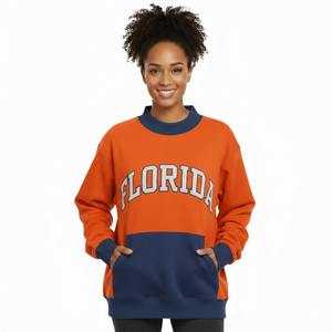 Pull molletonné décontracté pour femme, col montant uni, broderie logo avant, tissu polaire, couleur personnalisable, badge logo, streetwear respirant - Product Image 4
