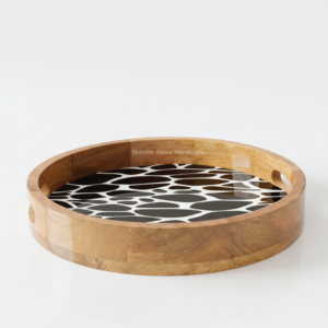 Juego de Bandejas de Madera Esmaltada Estilo Arte Moderno para Servir en Bodas, Cócteles y Aperitivos, Suministros al por Mayor con Diseño Redondo - Product Image 5