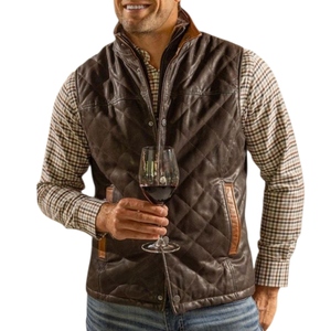 Chaleco de Moda Acolchado de Cuero con Aspecto Vintage Genuino para Hombre, con un Corte Tradicional Diseñado para la Comodidad Diaria - Product Image 1