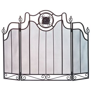 Écran de cheminée en fer forgé, design feuilles, plat, autoportant, écran de cheminée en fer forgé - Product Image 3