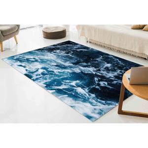 Alfombra con Estampado de Olas Oceánicas - Estética Moderna de Vista al Mar, Alfombra Suave con Pelo Largo - Product Image 2