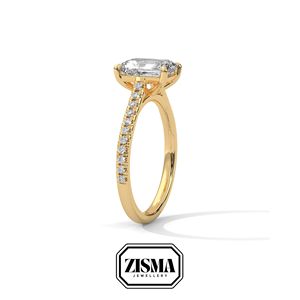 Timeless 14K Gold Pave Band Ring con 1,5 Quilates Emerald Lab Diamond IGI Certified Personalizable para regalos nupciales o de lujo - Product Image 3