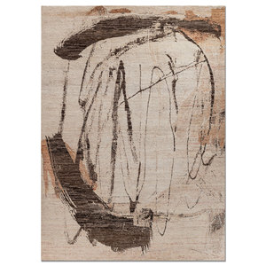 Alfombra de Lana Entrelazada a Mano Entropy Ivory, Diseño Abstracto Rectangular Tipo Rompecabezas para Entrada o Pasillo - Product Image 1