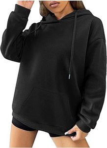 2023 nuevas sudaderas de gran tamaño con hombros caídos para mujer Otoño Invierno sudaderas con capucha de punto ligero estampado Logo frontal - Product Image 2