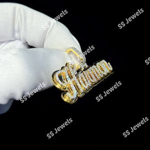 Custom VVS1 Moissanite Diamond <b>Name</b> Pendant 925 <b>Silver</b> Cursive Letter Stylish Hip Hop Style Perfect Anniversary Gift - Product Image 2
