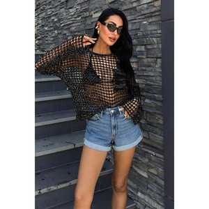 Blusa de punto calado brillante 1361 con detalle de bolsillo para ocasiones festivas - Product Image 3