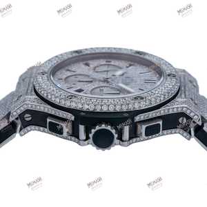 Montre-bracelet chronographe en diamant Moissanite de luxe entièrement glacée personnalisée avec sous-cadran unique Montres analogiques à quartz style barre - Product Image 5