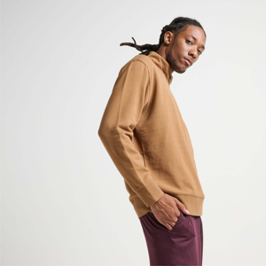 <b>Men's</b> Brown Quarter <b>Zip</b> Fleece Pullover <b>Sweatshirt</b> Regular Fit Stand Collar Long Sleeve Solid Color Autumn Wear - Product Image 4