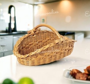 Handmade Single-Tier Bamboo Storage <b>Basket</b> Multi-Purpose Decorative <b>Hampers</b> for Fruit Bread Desktop Serving in Living Room - Product Image 3