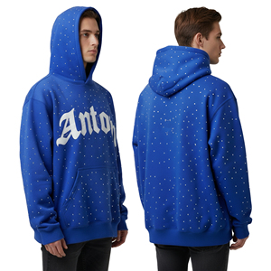 High Quality Custom Sun Fade <b>Hoodie</b> With Rhinestone Pullover Breathable 100% Cotton Rhinestone <b>Hoodie</b> - Product Image 2