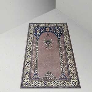 Alfombra Estampada de Diseño Vintage - Para Oración, Musulmana, Islámica, Regalo de Inauguración, Alfombra Suave No Tejida - Product Image 5