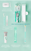 Kit de Cuidado Dental Portátil 7 en 1, Cepillo de Dientes en Forma de V, Cepillo Interdental, Hilo Dental, Mini Pasta de Dientes, Enjuague Bucal, Caja de Almacenamiento