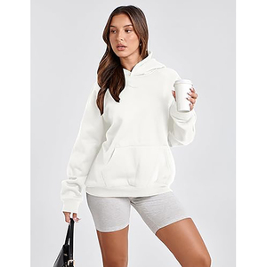 Sweat-shirt polaire ample à capuche en mélange coton/polyester, imprimé numérique uni, longueur standard, pour couples, hiver 2025 - Product Image 2