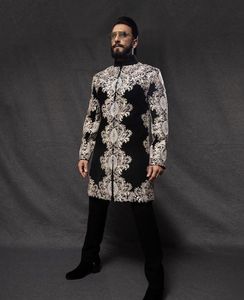 กางเกงเชอร์วานีสีดำสุดอินเทรนด์สี2024พร้อมการปักที่สวยงามประดับด้วยลูกปัดแก้วคริสตัลเครื่องประดับสำหรับใส่ทำงานขนาดใหญ่พิเศษ - Product Image 1