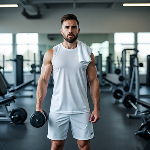 เสื้อกล้ามเข้ารูปกล้ามเนื้อสำหรับผู้ชายเสื้อกล้ามน้ำหนักเบาแห้งไวปรับแต่งได้สำหรับผู้ชายเสื้อกั๊กออกกำลังกายผ้าโพลีเอสเตอร์100% สำหรับผู้ชาย - Product Image 4