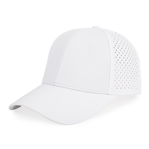 Compre una nueva gorra de béisbol de moda con parche tejido, perforaciones cortadas a láser, personalizada, de 6 paneles, impermeable, con malla en la parte trasera, tipo trucker. - Product Image 3