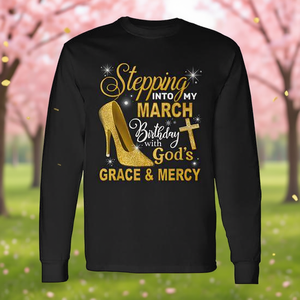 Camiseta de Manga Larga con la Gracia y la Misericordia de Dios, Producto Promocional para Cumpleaños de Marzo - Product Image 3