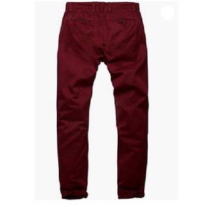 Pantalon chino slim 100% coton pour homme, kaki léger avec boutons, logo délavé à la taille, style décontracté - Product Image 3