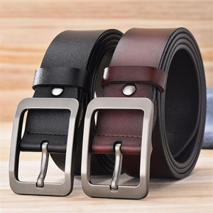 Ceinture en cuir véritable vintage pour homme avec boucle en alliage métallique durable, respirante, imperméable, motif à pois pour jeans - Product Image 5