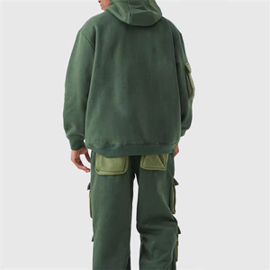 Sweat à capuche pour homme en molleton français surdimensionné et épais, avec logo personnalisé, plusieurs poches cargo, nouveau design, haute qualité - Product Image 3