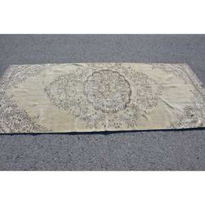 Alfombra turca Vintage de área grande de 4,2x9,1 pies, Material de lana marrón beige clásico, retales de látex para pasillo, alfombra rectangular para cabecera - Product Image 3