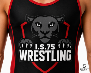 SINGLET DE LUCHA SINEWY SPORTS para Hombre, Sublimado Personalizado, Diseño Pantera Negra y Roja, Elástico, Protección UV Frontal, Secado Rápido - Product Image 3
