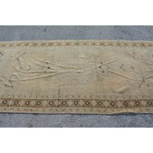 Tapis en laine turque vintage 4.7 X 10.8ft fait à la main Beige marron grand tapis rectangulaire Patchwork Design pour couloir salon - Product Image 4