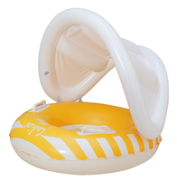 Siège de bain gonflable pour bébé de style nordique avec pare-soleil amovible, bouée de natation rayée pour nourrisson, jouets de piscine