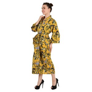 Kimono Ligero de Algodón, Estampado a Mano con Diseño de Mono de la India, Bata de Verano de Lujo para Vacaciones en la Playa, Traje de Baño - Product Image 5