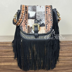 Nouveau Design sacs 2025 usiné à la main en cuir de vachette femmes frange sac à bandoulière en cuir véritable luxe mode dames sac de messager - Product Image 1