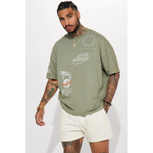 Customized Men's Plus Size Half Sleeve Casual T-Shirt 100% organic Cotton jersey Front Pocket Printed Breathable Anti-Pilling - Product Image 3