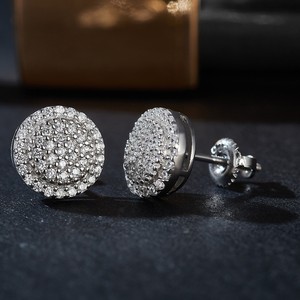 Boucles d'oreilles clous en diamant taille brillant rond, clarté VVS, en argent S925, classiques, en moissanite, plaquées rhodium, pour anniversaire, fiançailles, femme - Product Image 1
