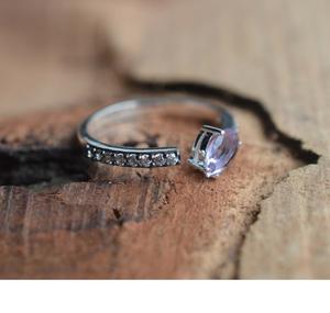 แหวนแต่งงาน925อเมทิสต์เงินสเตอร์ลิงพลอยสีม่วงอเมทิสต์และลูกบาศก์เซอร์โคเนียของขวัญสำหรับเธอ - Product Image 3